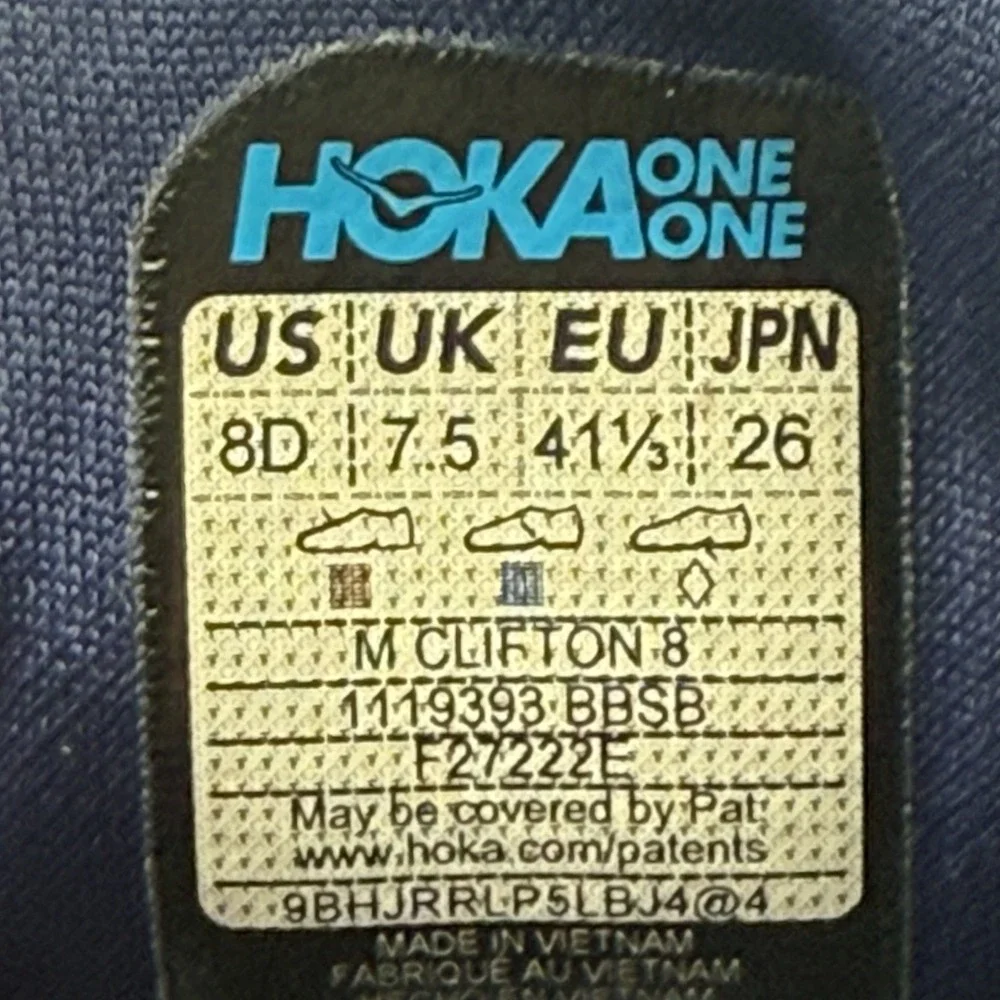 Hoka One One Clifton 8 Running Shoes Mens Size 11.5 D Blue Teal 1119393 BBSB‎